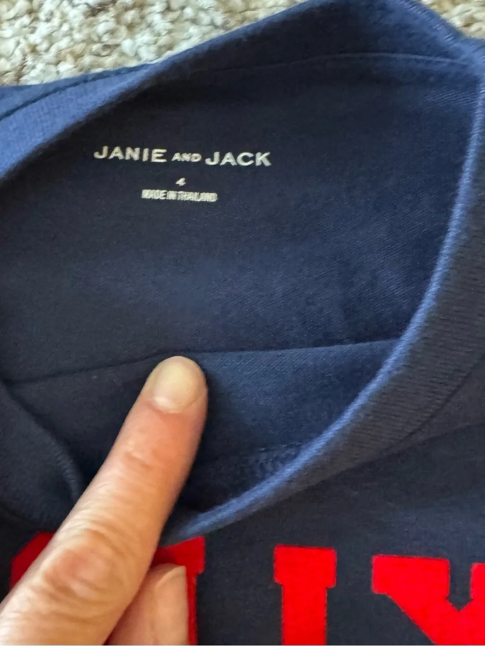 Janie and Jack Navy Long-Sleeve Tee with Red 